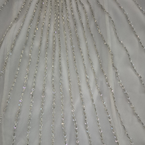 Sean Collection Formal Gown Sequin Beaded White Tulle Mermaid S - Picture 8 of 9